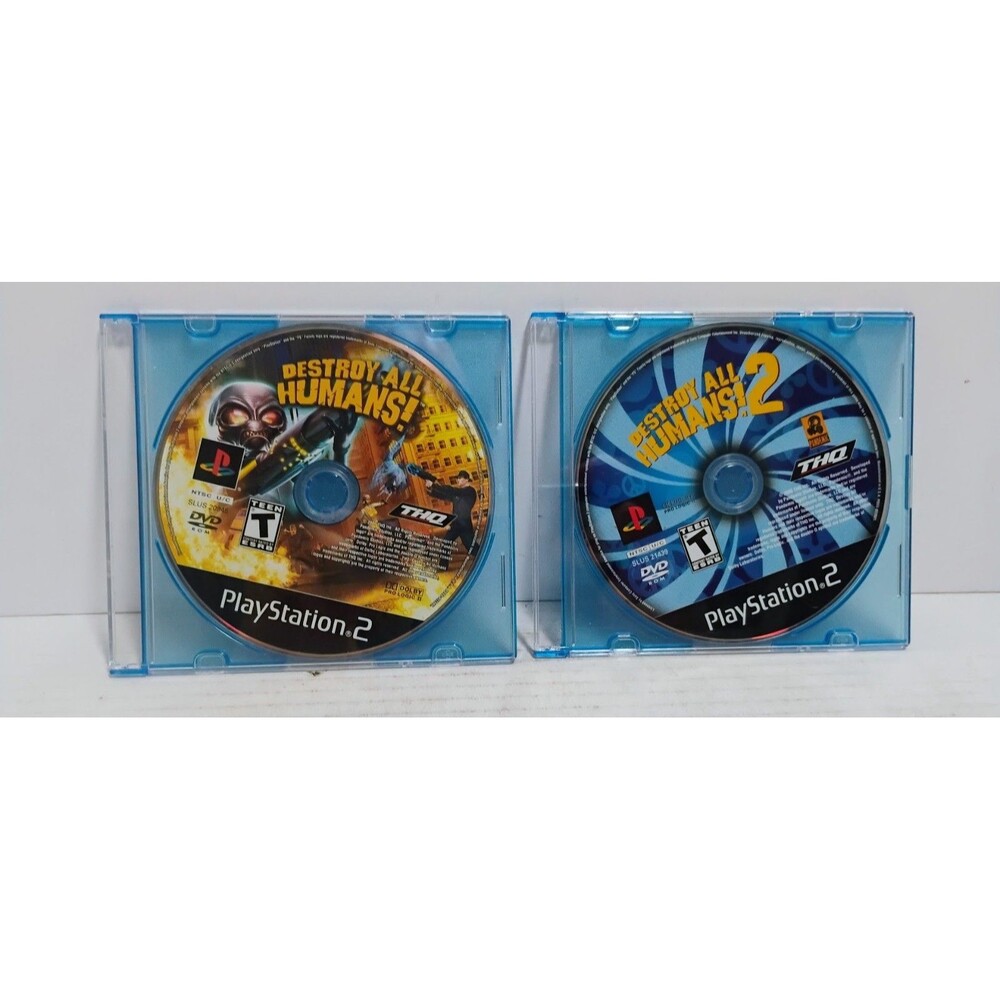 2005 SONY PLAYSTATION 2 PS2 DESTROY ALL HUMANS LOT OF 1 & 2 DISC ONLY TESTED